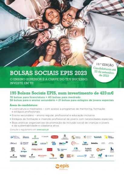 Abertas as candidaturas (ate 22 de setembro) para as Bolsas Sociais EPIS 2023